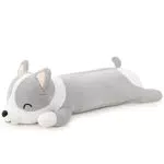 Sausudols Corgi Peluche Giocattolo 60 cm Morbido e Carino Corgi Imbottito Animali di Peluche Cane Regalo per Compleanno Natale e San Valentino Grigio