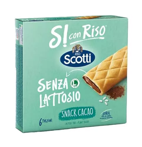 Scotti Barretta Snack con Farina di Riso Ripieno al Cacao Senza Lattosio 150gr