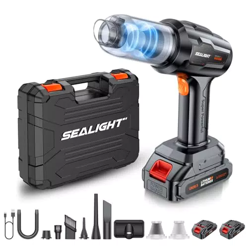 SEALIGHT Aspirabriciole Senza Fili, 21000Pa Aspirapolvere Auto Portatile
