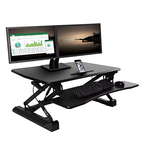 Seville Classics 90 cm pneumatisch höhenverstellbarer Steh-Sitz Tischaufsatz mit Gasdruckfeder Sedile da Tavolo Regolabile in Altezza