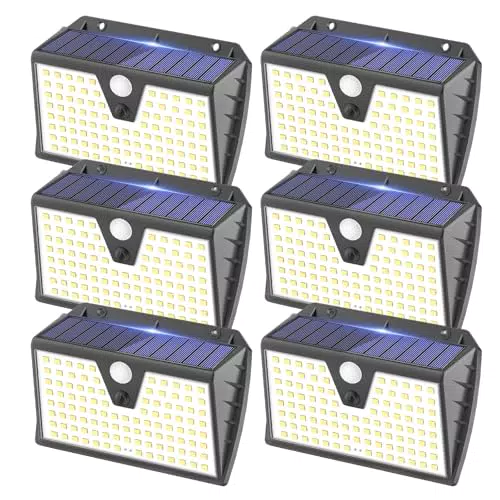 SEZAC Faretto Led da Esterno Solare, 3 Modos Luci Solari da Giardino con Sensore di Movimento