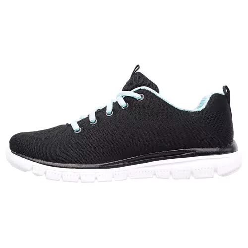 Skechers Graceful Get Connected, Sneaker Donna, Black Mesh Turquoise Trim