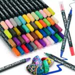 Sofore 48 Colori Pennarelli a Vernice Acrilica, Pennarelli Doppia Punta Fine 1 mm e 1-5mm Punta Pennello Pietra