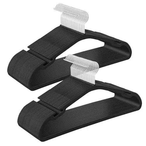 SONGMICS Grucce Appendiabiti in Plastica, 50 Pezzi, con Ampie Scanalature ai Lati