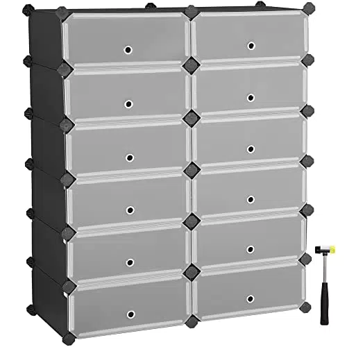 SONGMICS Scarpiera Componibile, Scaffale Modulare con 12 Scomparti