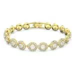 Swarovski Angelic Bracciale, Placcato in Tonalità Oro con Cristalli Swarovski Rotondi Circondati da uno Scintillante Pavé