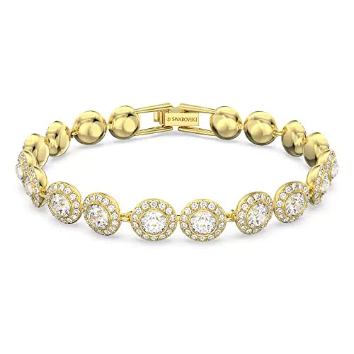 Swarovski Angelic Bracciale, Placcato in Tonalità Oro con Cristalli Swarovski Rotondi Circondati da uno Scintillante Pavé