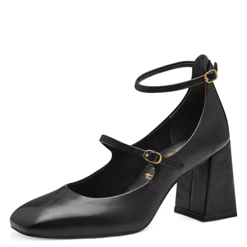 Tamaris Donna Pumps Blockabsatz Vegan, Black Matt