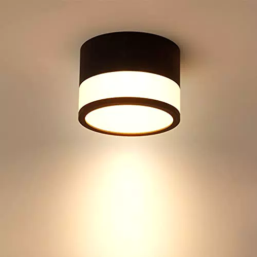 Temgin 12W 3000K Plafoniera LED Soffitto Faretto Rotondo Alluminio Bianco Caldo Apparecchio a Faretto a Soffitto a Plafone Nero Spot 230V Ø100mm per Cucina Entrata Corridoio Salotto