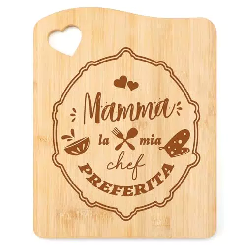 TheGiffter Regalo Festa Della Mamma, Tagliere Cucina Bambù Regalo Mamma Compleanno