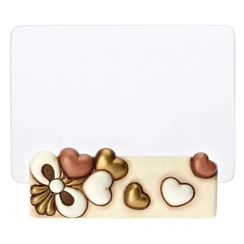 THUN, Portafoto con Cuori in Ceramica Decorata a Mano e Vetro