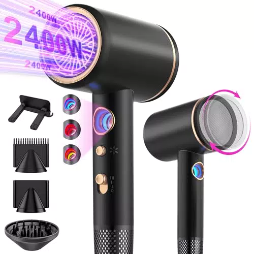 Tisoutec Asciugacapelli Ionico Phone per Capelli professionale Ioni AC Motore Phon Capelli 2400W