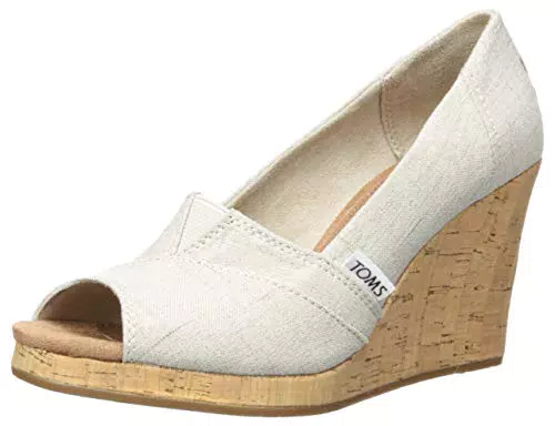 TOMS Classic Wedge, Sandalo con zeppa Donna, Bianco