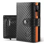 Tomylv Portafoglio Uomo Slim RFID Blocking, Fibra di Carbonio Porta Carte di Credito Uomo - ID Window