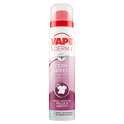 Vape Derm & Dress Classic, Spray Antipuntura, Repellente Zanzare Applicabile sui Vestiti