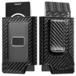VULKIT Portafoglio Da Uomo Porta carte di Credito Porta Carte Oop-up Minimalista Custodia Sottile in Pelle con Blocco RFID con Fermasoldi