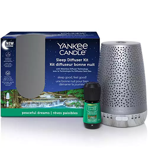 Yankee Candle kit di base Sleep Diffuser, Argento, Ricarica fragranza Peaceful Dreams per diffusore elettrico