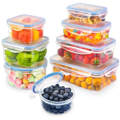 YASHE Contenitori Ermetici per Alimenti, 16 Pezzi, Contenitori di Plastica Contenitori Alimenti