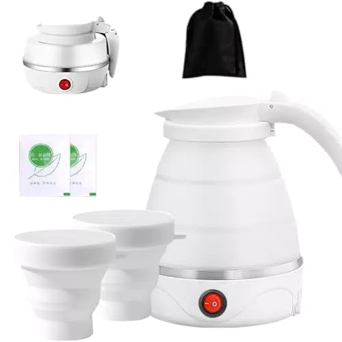 Youery Bollitore pieghevole da 600 ml, mini bollitore da viaggio
