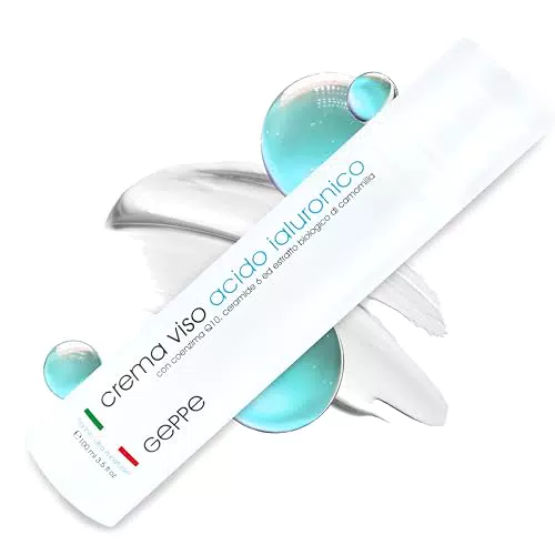 Bio Crema Viso Acido Ialuronico - Idratante Illuminante per Uomo e Donna