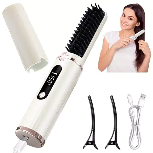 Aceshop Spazzola Lisciante Cordless Mini con Temperatura Regolabile e Ioni Negativi