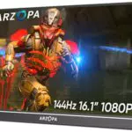 ARZOPA 16.1 144HZ Portable Monitor, 100%sRGB 1920×1080 FHD IPS Single Pole Portable Monitor con supporto HDMI/Type-C/USB-C