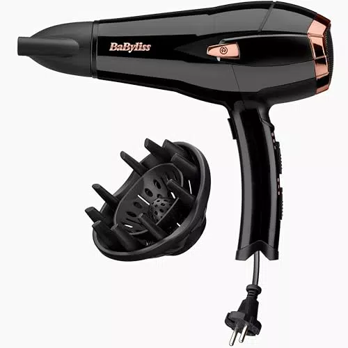 BaByliss Asciugacapelli D373E 2000W con Cavo Retrattile e Funzione Ionica