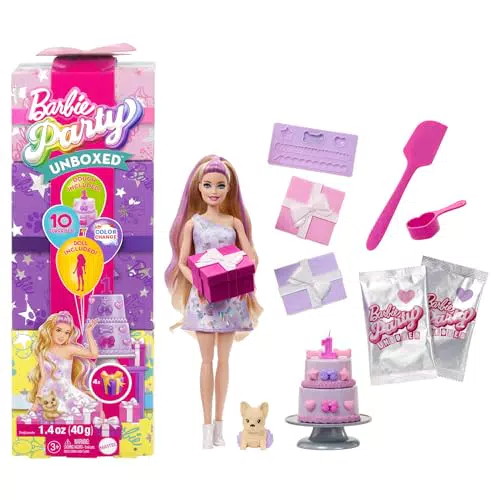 Barbie Party Surprise - Bambola con accessori e decorazioni per compleanno