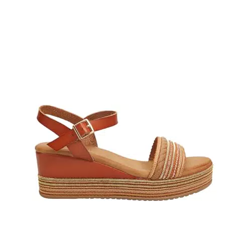 BATA Sandali da donna con zeppa 6 cm in corda e strass
