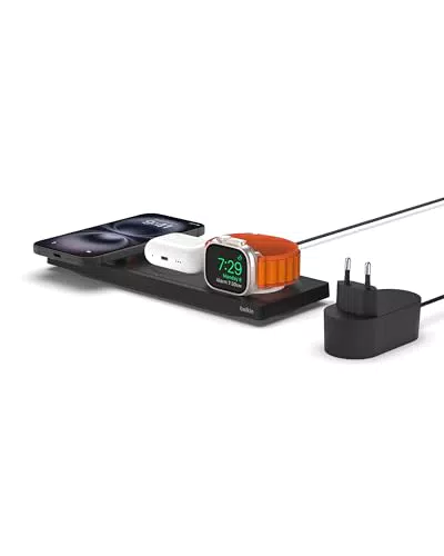 Belkin Caricabatteria Wireless 3 in 1 con MagSafe per iPhone e Apple Watch