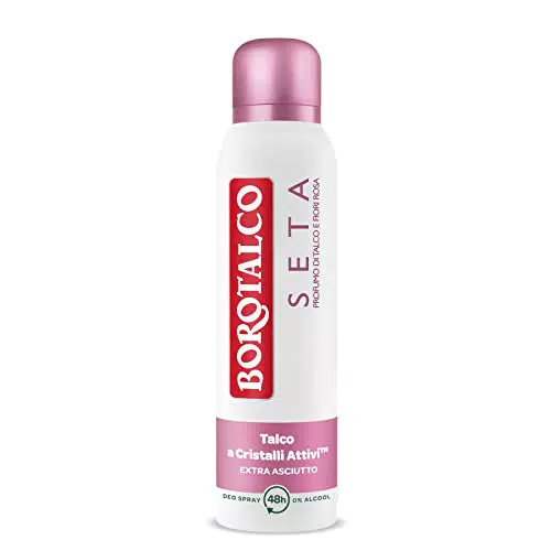 Borotalco, Deodorante Spray Seta, Formula Senza Alcool e con Talco a Cristalli Attivi