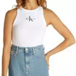 Calvin Klein Canotta Donna Monologo Rib Skinny Fit