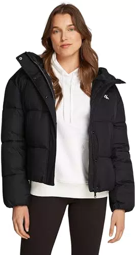 Calvin Klein Donna Piumino Short Hooded Puffer con Cappuccio