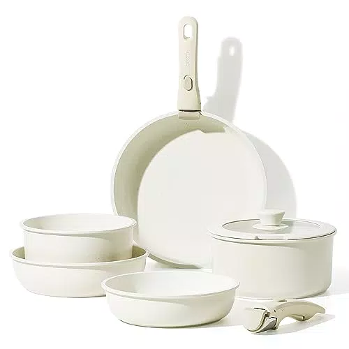 Batteria da cucina CAROTE a induzione con rivestimento antiaderente e manico rimovibile