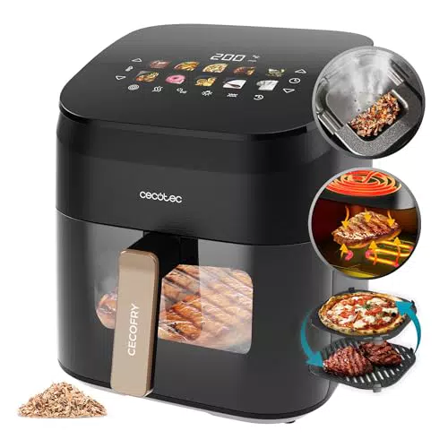 Cecotec Friggitrice ad Aria Cecofry&Grill Smokin' 6500 - 2200W, 10 Menu, Temperatura Regolabile