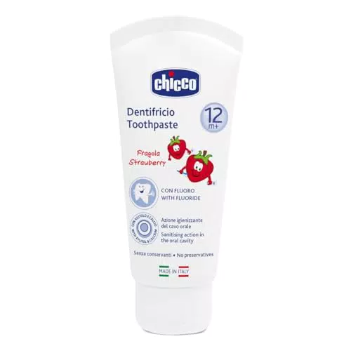 Chicco Dentifricio per Bambini alla Fragola con Fluoro e Xilitolo, 50 ml