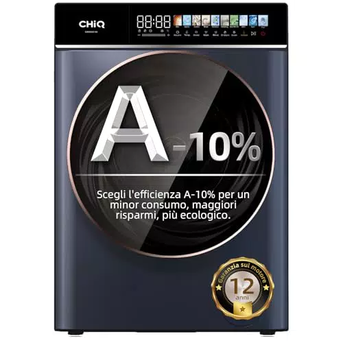 CHiQ CW106581AX Lavatrice a Carica Frontale 10kg, Classe A, Motore Inverter, 1400 giri/min