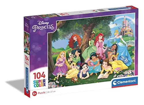 Clementoni - 25743 - Supercolor Puzzle - Disney Princess - 104 Pezzi - Puzzle Bambini 6 Anni