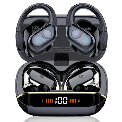 Cuffie Bluetooth 5.4 HiFi con Display LED, Auricolari Wireless Sportivi, IP7