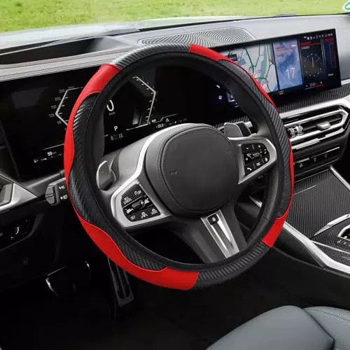 deemars Coprivolante in Pelle per Auto, Strass Colorati Elastico Volante Protettore