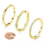 Diamday Anelli Donna Oro 14K Placcati Set Impilabili con Zirconi Cubici