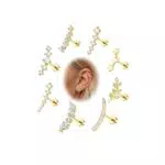 Diamday Orecchino Cartilagine in Acciaio Inossidabile 316L con Opale e CZ