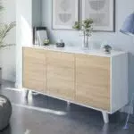 Dmora - Credenza Arvada, Madia moderna a 3 ante e ripiani