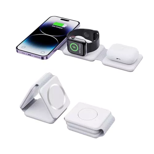 DTD Caricatore Wireless Pieghevole 3 in 1 Compatibile con iWatch e AirPods