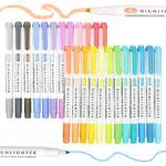 EooUooIP Evidenziatore, 25 Pennarelli a Doppia Testa Assortiti Colorati Evidenziatori Sottili a Punta a Scalpello Pennarello Pastello a Doppia Punta per Bambini Scuola per Adulti Ufficio