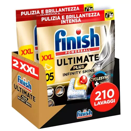 Finish Ultimate PLUS Infinity Shine Pastiglie Lavastoviglie al Limone