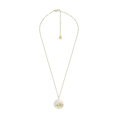 Fossil Collana da donna in acciaio inossidabile con ciondolo rotondo