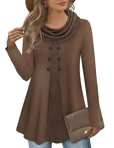 Gaharu Maglia a tunica da donna elegante con collo sciallato e maniche lunghe