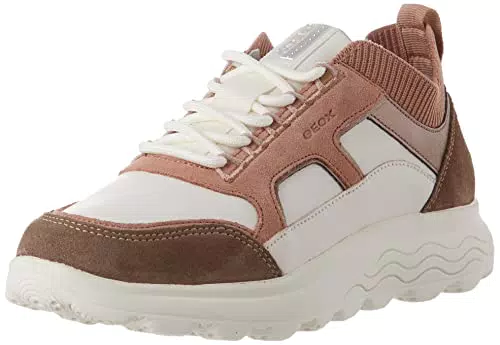 Geox D Spherica C, Sneakers Donna, Bianco/Rosa