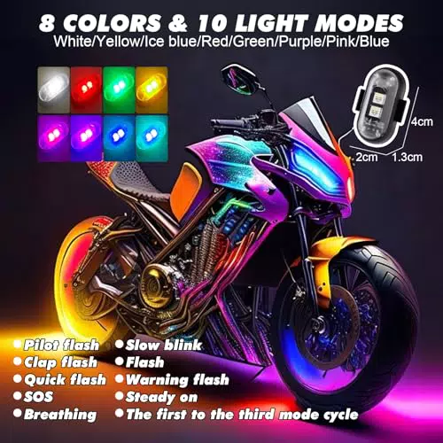 GIBOHOM Luci Stroboscopiche LED Impermeabili per Drone, Motocicletta e Bicicletta